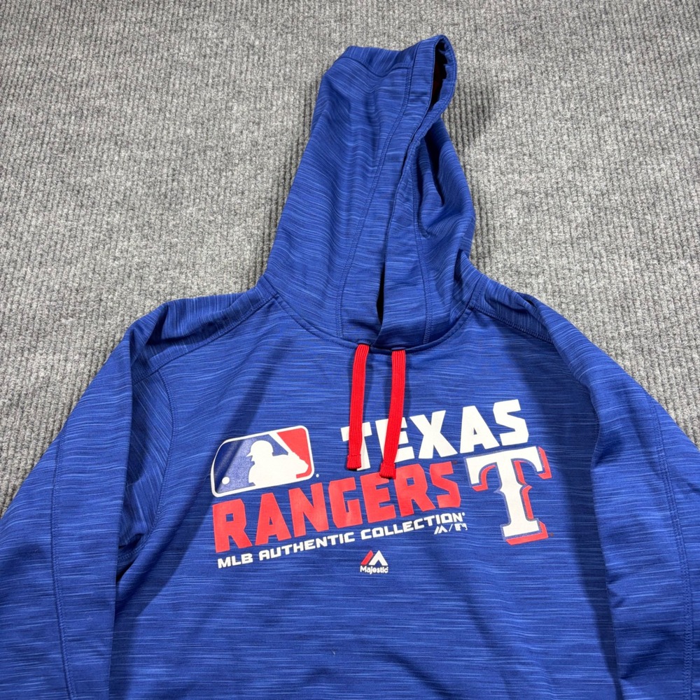 Majestic Texas Rangers Hoodie Mens M MLB Authentic Collection Blue - Picture 3 of 7